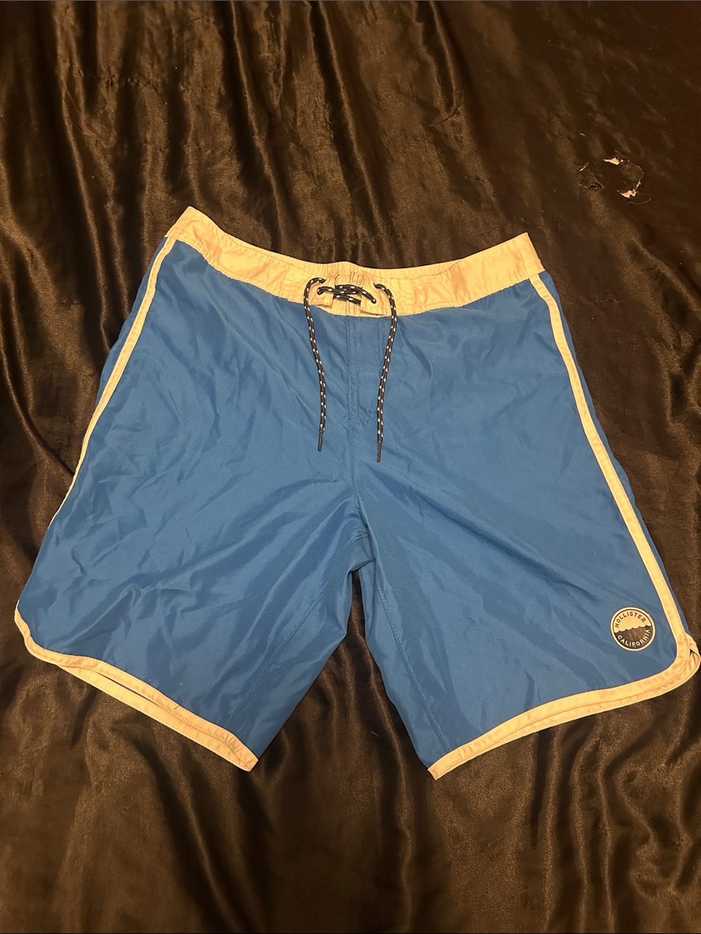 Hollister Blue Swim Board Shorts with White Trim